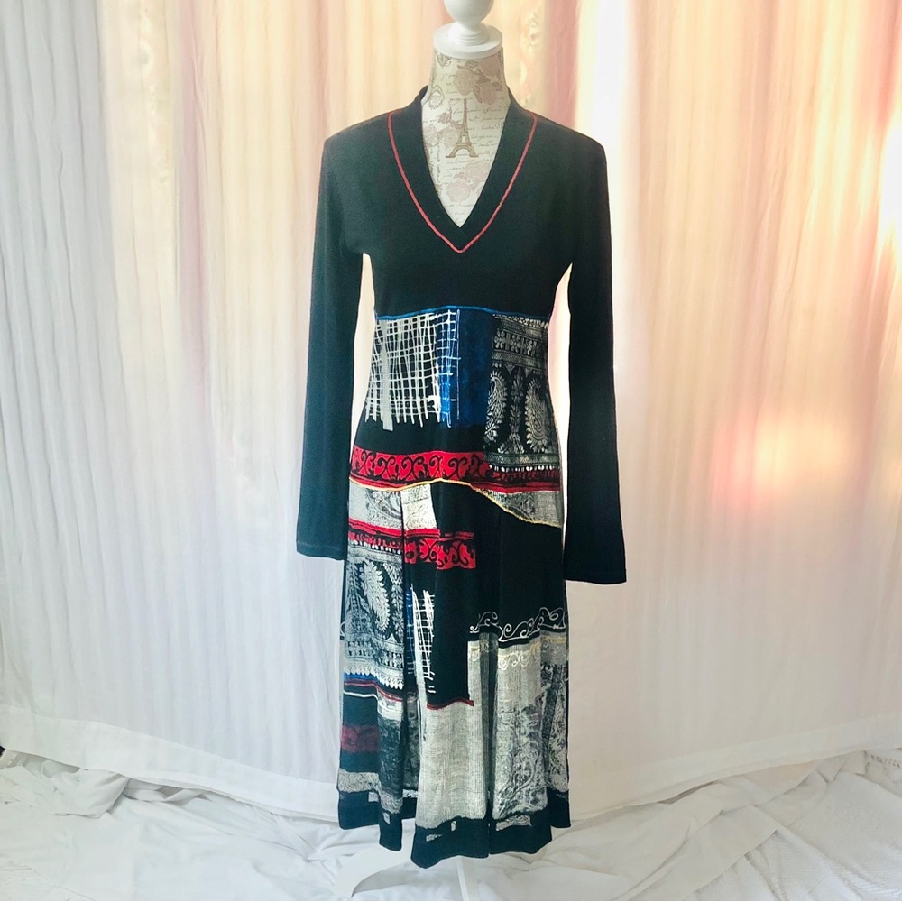 Didier Parakian Wool V Neck Dress Size US 10 French Label